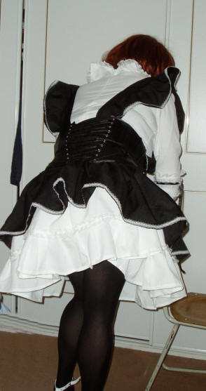 Gothic Maid Cosplay Costume, the back. transgender transsexual cross dresser crossdresser bondage pictures stories fiction story